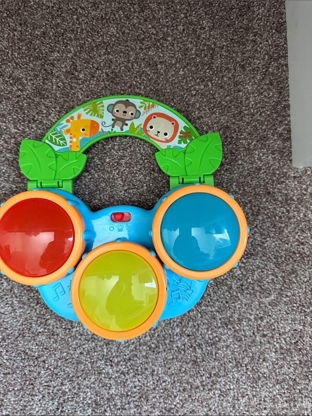 Toddler Light-Up Drum Toy - Blue with Red, Yellow, and Teal Pads